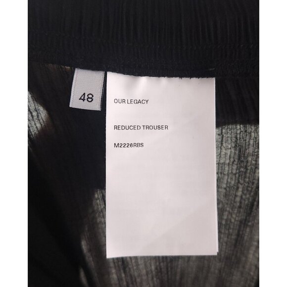 Our Legacy Reduced Straight-Leg Crinked Trousers Size 48 US 32 M Mens Black $335 - Picture 12 of 13